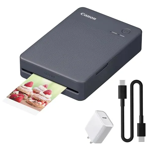 Canon SELPHY QX20 コンパクトフォトプリンター(ダークグレー) | ワイヤレス印刷&ボーダーレススクエアプリント付きポータブルプリンター | モバイル印刷&プロジェクト用(6752C001) + ウォールプラグ + クリーニングキット