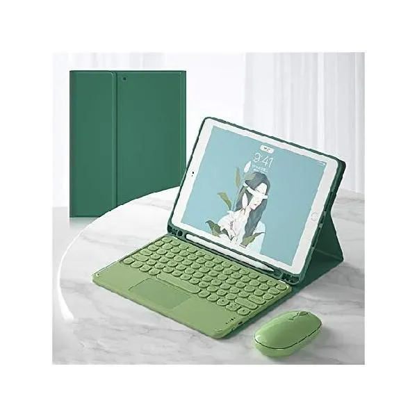 Touch Keyboard Cover for iPadAir4 10.9, 4th Generation Color Round keycap Removable Bluetooth Keyboard with touchpad/Wireless Mouse Built-in _並行輸入