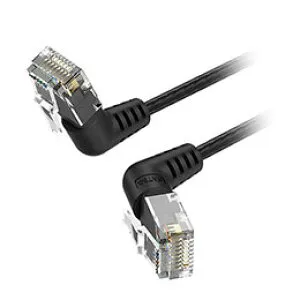 ☆【5本セット】 VENTION Cat.6a LANケーブル UTP 直角コネクタ 360°スイングタイプ ブラック 5m ブラック IB-9842X5