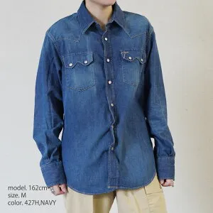 【2400円OFFクーポン配布中4月お買い物マラソン】シャツ 長袖 メンズ シュガーケーン デニム ウエスタンシャツ SUGAR CANE Lot No. SC29684 / BLUE DENIM WESTERN SHIRT AGED MODEL