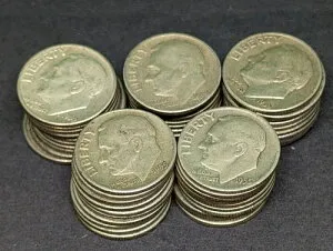 1955年発行 ルーズベルト シルバーダイム 10セント キーデイト 50枚 250627