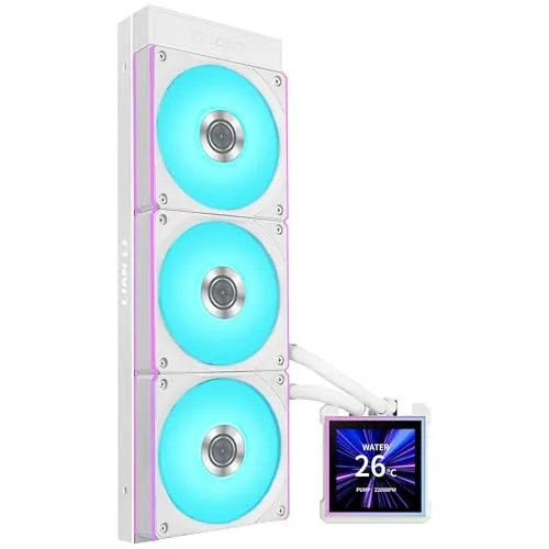 LIANLI 水冷システム HydroShift II LCD-S 360 CL ホワイト 「UNIFAN CL120 Wireless」採用 360mmラジエーター サイドマウント設計 3.4インチIPS液晶ディスプレイ搭載 磁気式ホットスワップLCDマ