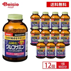 【最大10万P！～4/30★要エントリー】オリヒロ 高純度 グルコサミン サプリメント サプリ 900粒 90日分 ×12個セット | ORIHIRO 機能性表示食品 高品質 ひざ 膝 関節 glucosamin ミネラル 葉酸 イソフラ