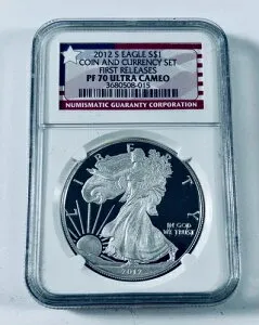 2012 S プルーフ シルバー イーグル NGC PF70 ウルトラ カメオ FR コインと通貨セット 015