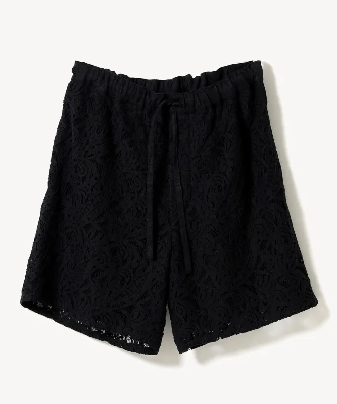 Cotton-Linen Corded Lace Shorts パンツ WOMEN Black ONE SIZE