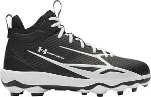 アンダーアーマー メンズ シューズ スニーカー Under Armour Spotlight Mid TPU Football Cleats Black/White/White ホワイト