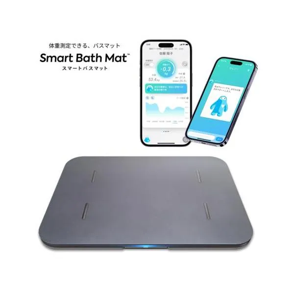 issin スマートバスマット 体組成計モデル グレー 体重管理珪藻土マット スマホ連動/体重管理/速乾 洗える ソフト珪藻土