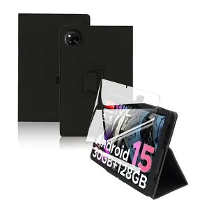 For DOOGEE Tab A9+/A9 Pro+ ケース フィルム セット DOOGEE Tab 11インチ 用 保護ケース ガラスフィルム 軽量 角度調整 上質PU製 全方位カバー 耐衝撃 【ブラック】+保護フィルム1枚