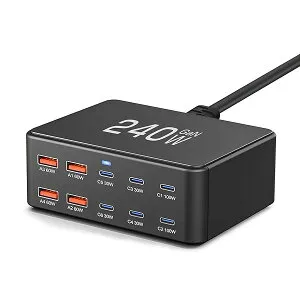 【送料無料】USB充電器 合計240W PD充電器【単ポート100W/PD 3.0/10ポート搭載】タイプ-C*6&USB-A*4 USB