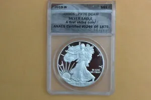 2019 W $1 アメリカン シルバー イーグル ANACS PR70 DCAM ファースト ストライク
