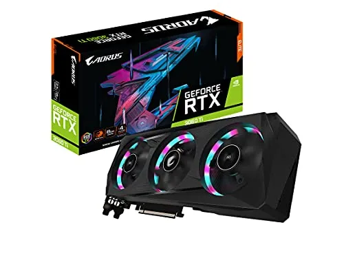 GIGABYTE AORUS GeForce RTX 3060 Ti Elite 8G (REV2.0) グラフィックスカード、3X WINDFORCEファン、LHR、8GB 256ビットGDDR6、GV-N306TAORUS E-8GD REV2.0ビデ