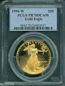 1990-W $50 ゴールド イーグル 1 オンスPCGS PF70 PF-70 プルーフ PR70 PR-70 PR70DCAM !!