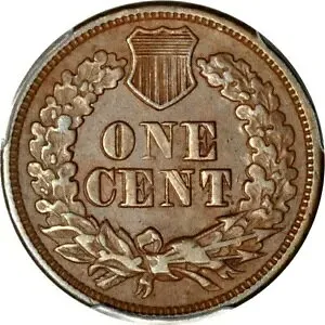 1865 1C ファンシー 5 スノー-2 ダブルド ダイ Rev. インディアン セント PCGS XF40BN (写真シール)