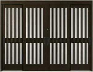 玄関引戸 花伝 K6 4枚建て 90型 千本格子 半外付枠 ランマなし 28422 W：2,845mm × H：2,280mm LIXIL リクシル TOSTEM トステム