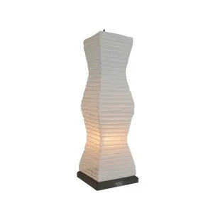 彩光デザイン 日本製和紙照明 和風照明テーブルランプ twig 揉み紙×麻葉白 W140mm×D140mm×H480mm SS-3080