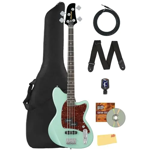 Ibanez TMB100 Talman 4弦エレキベースギター - ミントグリーンバンドル、ギグバッグ、チューナー、ストラップ、楽器ケーブル、Austin BazaarインストラクションDVD、ポリッシュクロス付き