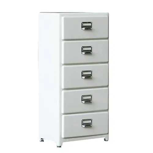 ダルトン(Dulton) 5ドロワーズ チェスト アイボリー 角がなく人当たりの柔らかい5段チェスト キャビネット 収納棚 家具 高さ890mm 幅400mm 奥行300mm 100-135IV