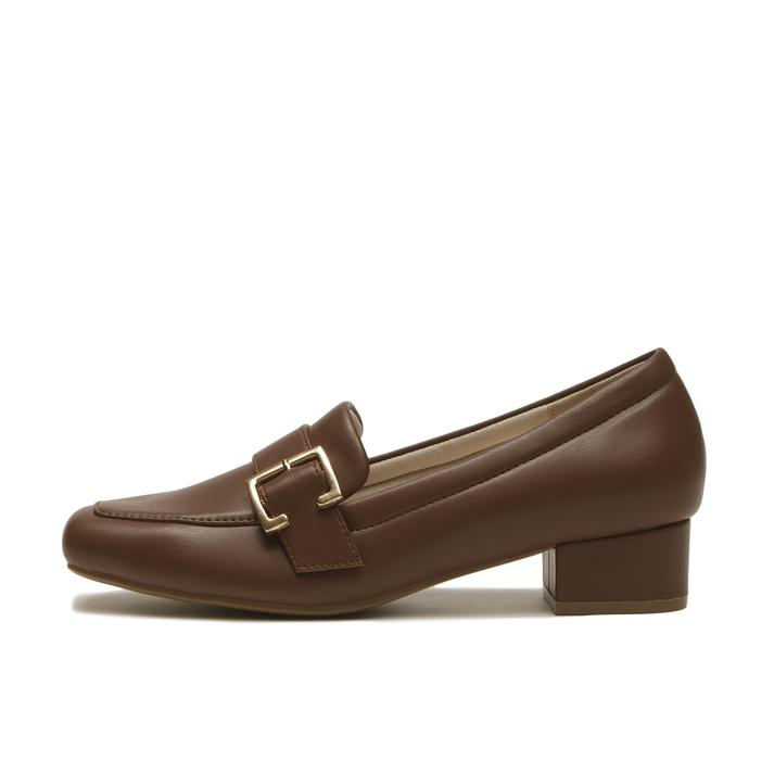 【送料無料】 レディース 【ABC SELECT】 エービーシーセレクト PUFF HEEL LFR 3.5 パフヒールローファー 3.5 W5079 BROWN M(23.5cm-)