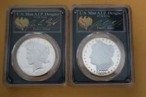 2023-S モルガン・ダラーとピース・ダラー・プルーフ・セット PCGS PR70 ポール・バラン直筆サイン FDI