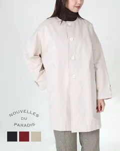 【SALE/50%off】Nouvelles du paradis ヌーヴェル ドゥ パラディ シルケットツイル 中綿 クルーワイドコート PB24301 ミドル丈 シンプル 正規品 24AW FSP