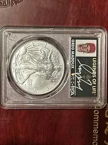 2024年 1ドル アメリカン シルバー イーグル 1オンス PCGS MS70 FDOI レジェンド オブ ライフ グレッグ マダックス