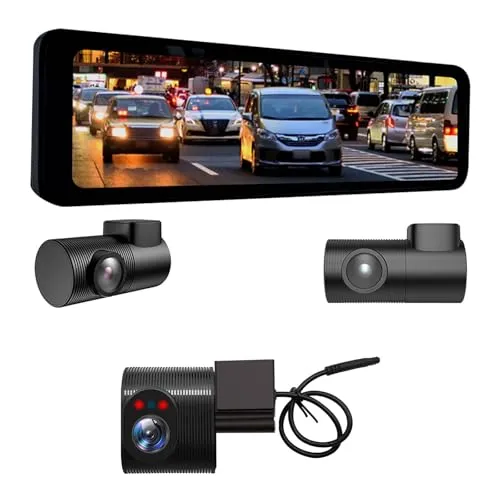 MAXWIN ドライブレコーダー ミラー型 前後・車内 3カメラ デジタルルームミラー 10.88インチ 60fps STARVIS フルHD 1080P Gセンサー IPS液晶 車内リアカメラ MDR-C015B-SET1