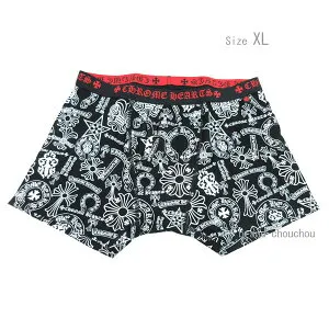《新品》CHROMEHEARTS クロムハーツ ショート ボクサー パンツ ミックスド モチーフ 黒 白 赤ロゴ XLサイズ メンズ 箱 正規品 ≪Brand new≫Chrome Hearts Men's Short Boxer Shorts Mixed Motif Black White Red Logo Size X