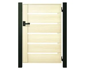 【送料無料】YKKAP ルシアス門扉YS4型 片開き 門柱仕様 10-12 内開き仕様 UME-V-YS4『木調 ゲート 部材 ガーデン 住宅 境界 入口 塀 壁 diy おしゃれ 形材 門扉』 木調カラー(門柱:アルミカラー)