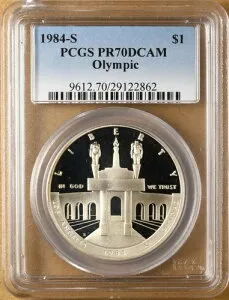 :1984 S $1 シルバー XXIII オリンピックコロシアム記念 PCGS PF70DCAM R4 トップポップ