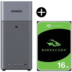 【国内正規店】【HDDセット】 UGREEN DH2300 NASync NAS 2ベイ + Seagate ST16000DM001 ハードディスクセット 16TB ネットワークHDD スマホ連携 写真バックアップ 初心者向け NFCワンタッチ接続