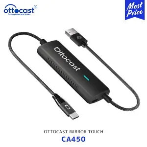 オットキャスト OTTOCAST Mirror Touch アダプター【CA450】| carplay ワイヤレスカープレイアダプター ワイヤレスアダプター apple Android iphone アンドロイド YouTube Netflix 視聴 急速充電 ミラーリング ミ
