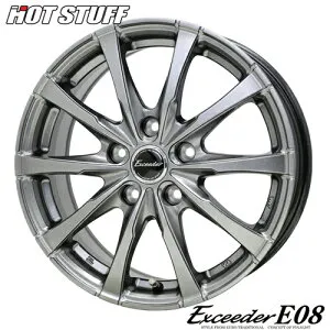 アルミホイール 18インチ HOTSTUFF Exceeder E08 エクシーダーE08 7.0-18 5/114.3 +48 ダークシルバー プリウス ヤリスクロス レヴォーグ レイバック フォレスター CX-5 1本価格