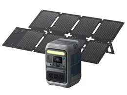 Solix C300 Portable Power Station with Solix PS60 Compact Portable Solar Panel B17225Z1 [ダークグレー]