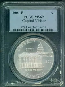 2001-P 国会議事堂訪問記念 シルバー ドル PCGS MS69 MS-69 !!