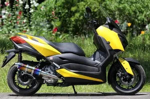 SP忠男 スペシャルパーツ忠男 POWERBOX(パワーボックス) FULL'S' XMAX 250 XMAX300 YAMAHA ヤマハ フルエキゾーストマフラー マフラー サイレンサーアウター素材：超軽量チタンブルー