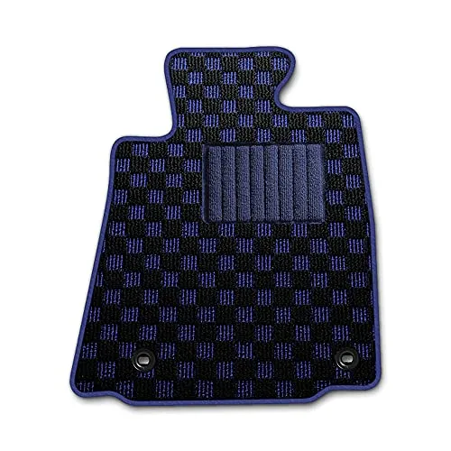 MAZDA マツダ MX-30 型式:DREJ3P 年式:R2/10~ ガソリン車/4WD D.A.D フロアマット チェックモデル 1台分 チェックブラック×ブルー/オーバーロック(ふちどり)カラー:ネイビーブルー/刺繍:無し/ヒールパッドネイビーブルー