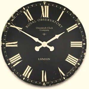 掛け時計 大型掛け時計 ロジャーラッセル RogerLascelles アンティーク調 Extra Large Greenwich Dial in Black 70cm 掛け時計 ロジャーラッセル時計 XL-GRNWCH-BLK