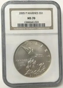 2005-P 海兵隊記念銀貨 $1 NGC MS70