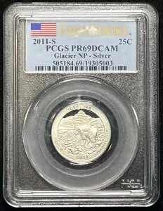 PCGS PR69DCAM 2011-S グレイシャー NP FS ファーストストライク クォーター 25セント シルバー ブラストホワイト