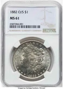 1882 O/S モルガン銀貨 $1 NGC MS61