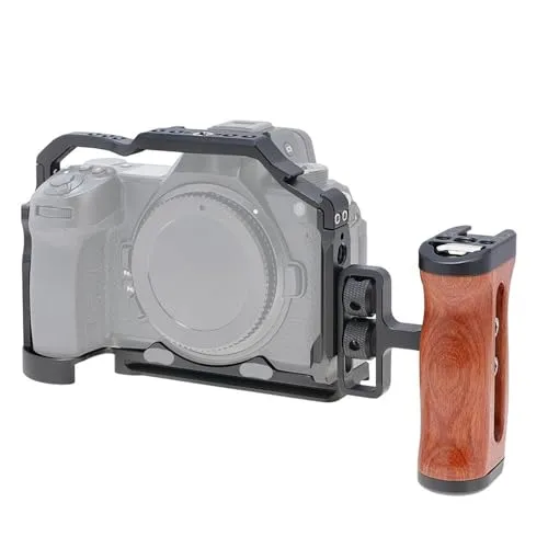 互換性がありますNikon Z6III ラビットケース用 FOTGA カメラケージ、Arri ホールとアリ溝付き保護フレームに対応(Wooden handle)