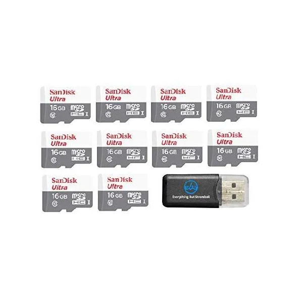 Sandisk Micro SDXC Ultra ( 10パック) MicroSD TFフラッシュメモリカード16 GBクラス10 16 G sdsqunb-016g with Everything But Stromboliメモリカー_並行輸入