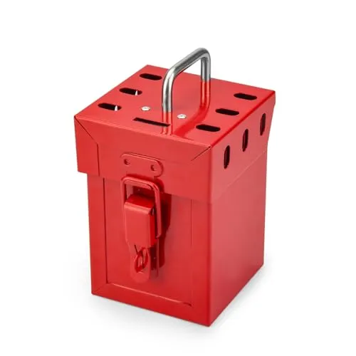 セーフラン(SAFERUN) グループロックアウト用ボックスMINI 【サイズ】110x110x H155mm【重量】約900g【材質】(本体)スチール、(持ち手)ステンレス ※パドロックは付属しません。