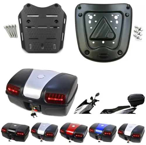 PCX専用 ボックス&キャリアセット 容量47L 取付簡単 PCX リアボックス トップケース リアキャリア 専用 ベースプレート バイク ケース ホンダ 適応車種：(PCX-2014~2025)(EMT-シルバー)