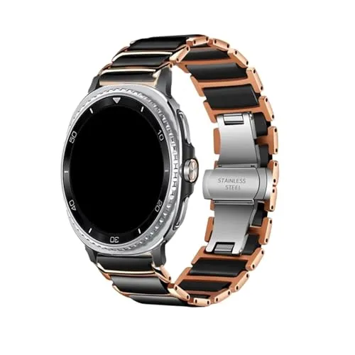 [PLYYQZM] Sam su ng に合う Galaxy Watch 8 44mm 40mm用セラミック+メタルストラップ、, Watch Ultra 47mm に合う バンド用ブレスレットリストバンド、8Classic 46mm用 に適用(Rose