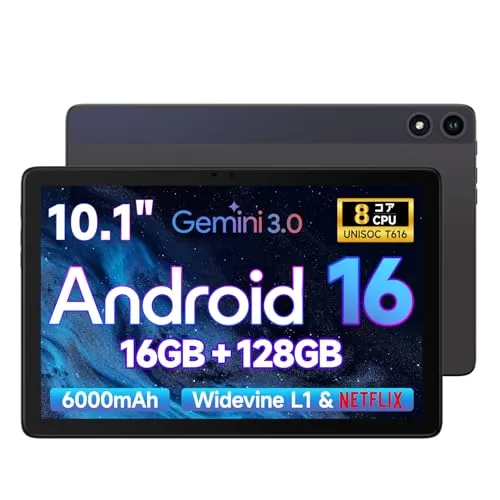 【Android16 タブレット 初登場】FPD タブレット 10インチ wi-fiモデル｜16GB RAM + 128GB ROM (512GB拡張)｜1280x800 IPS大画面｜UNISOC T616 8コア CPU｜Widevine L1 Net