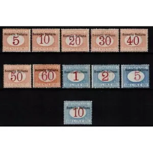 植民地ソマリア 1909年 郵便切手 11枚 V. N.12-0.8ozI MNH証明書