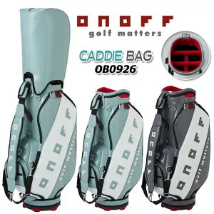 ONOFF Caddie Bag OB0926 キャディバッグ ゴルフバッグ スレートグレー ミストグリーン 9型 47インチ対応 5分割 約4.2kg おしゃれ 練習用にも プロスタッフモデル キャディバッグ ネームプレート付き