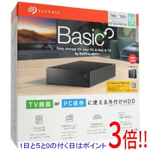 【延長保証対応!!】【1日と5.0のつく日、18日はポイント3倍！】BUFFALO USB3.2(Gen1)対応 外付けHDD HD-SGDA6U3-B ブラック 6TB