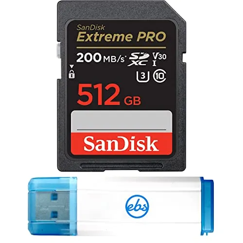 Sandisk 512GB SD Extreme Pro SDXC UHS-I メモリーカード Sony ZV-E10 A7 IV ZV-E10 II アルファカメラ (SDSDXXD-512G-GN4IN) C10バンドル Stromboli Micro